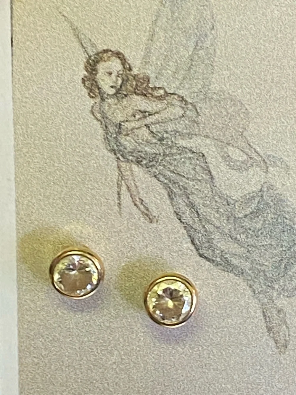 14K Yellow Gold Cubic Zirconia Stud Post Earrings - Picture 9 of 13